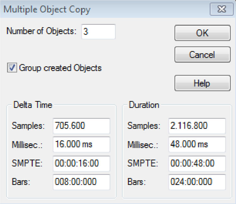 dialog window multiple object copy