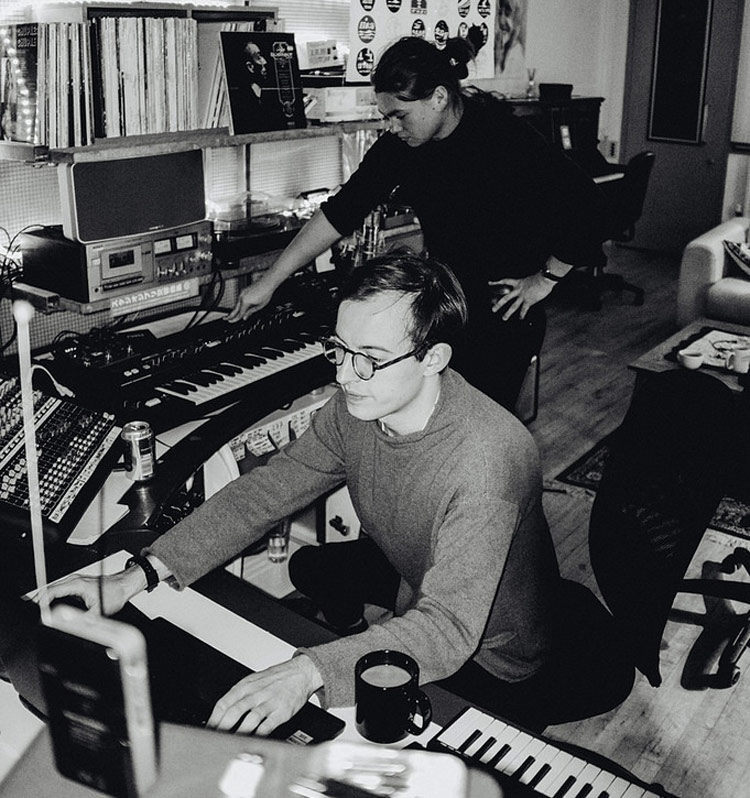 working in the studio