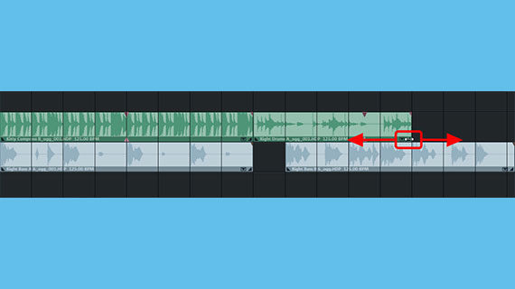 Accompanying arrangement composed of bass and drums Dragging loops in a track out for longer sequences
