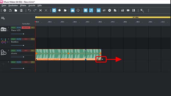 Expand samples into loops Pull the drum sample on the rear handle