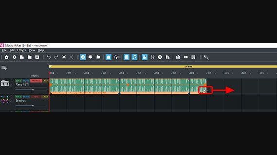 Loop the drum sample Drum sample "Kitty Compress A" to a longer beat