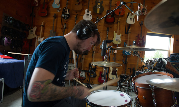 a drum recording at the studio of Siegfried Meier
