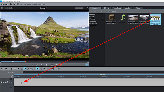 Reverse video: Import a video Play video backwards