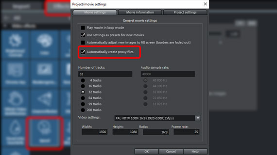 Create proxy files Improve playback performance
