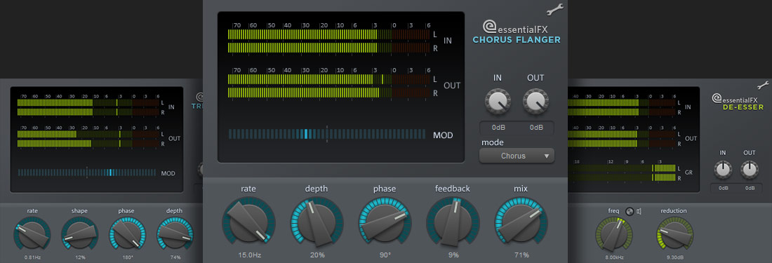 eFX Tremolo Pan, eFX Chorus Flanger, eFX deEsser eFX Tremolo Pan, eFX Chorus Flanger, eFX deEsser