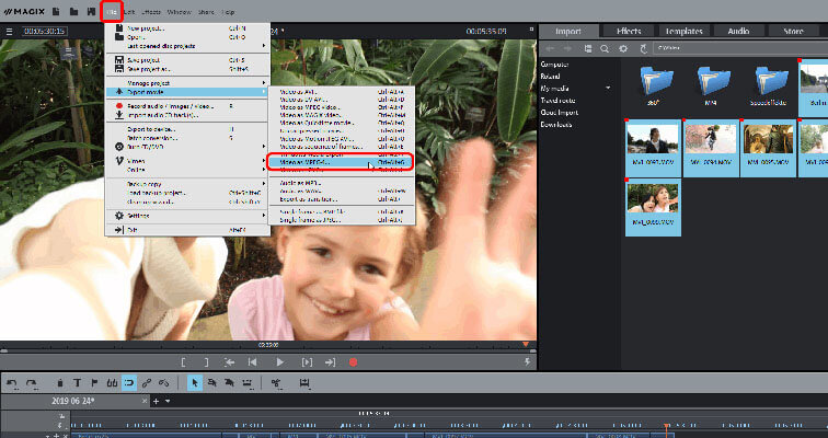 Export video file File export after color correction