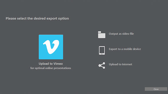 Exporting video after editing "Finish movie" dialog