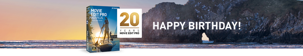 product box and logo to 20th birthday of Movie Edit Pro product box and logo to 20th birthday of Movie Edit Pro