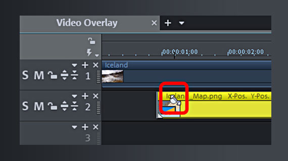Fade in video overlay Drag fade handles inwards