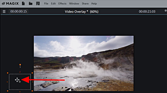 Start position outside of frame Make video overlay fly into image