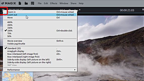 Create borders Zoom out of preview monitor