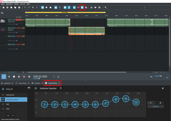Object Effects (Equalizer) Treble increase with the equalizer