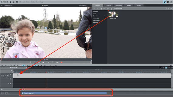 Status bar for proxy files Import 4k video with proxy files