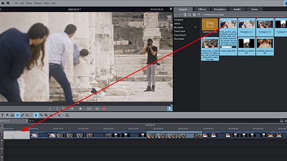 Dragging & dropping wedding videos Importing wedding videos via drag & drop