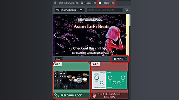 Free software instrument Install additional software instruments and Soundpools from the Store