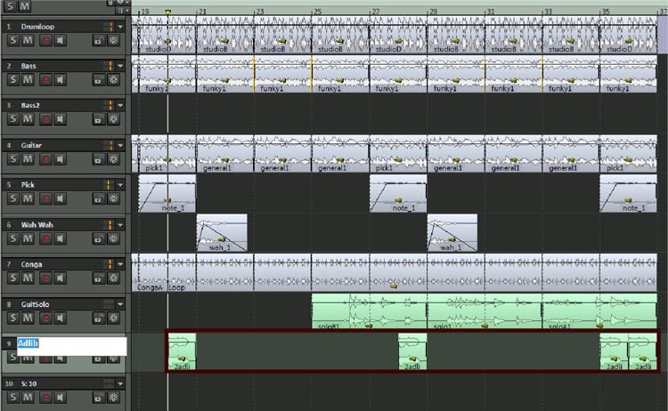 screenshot positioning audio files in the arrangement