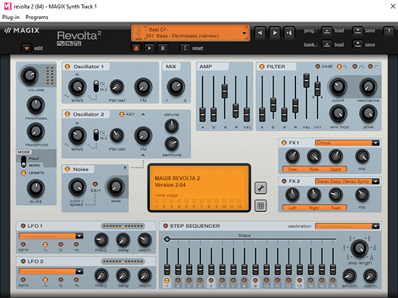 Revolta user interface Let the software synthesizer "Revolta" play recorded melodies
