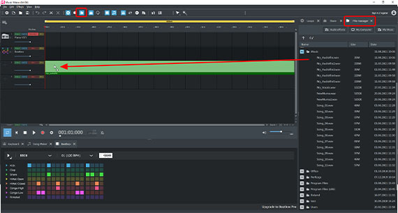 Load an instrumental Load the instrumental file from the file manager using drag & drop