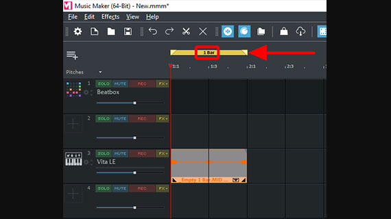 Set the playback range above the MIDI object Load the Vita Sampler from the Media Pool using drag & drop