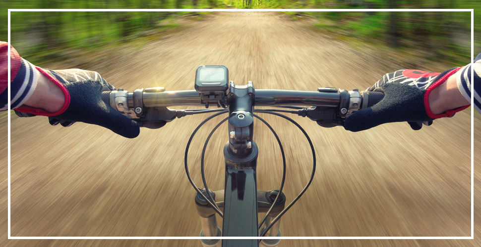 A point-of-view shot take from a bike