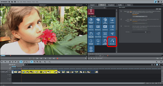 Shot match in Movie Edit Pro Plus Match videos
