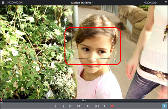 Choosing a target area for Motion tracking Motion Tracking: Selecting a subject