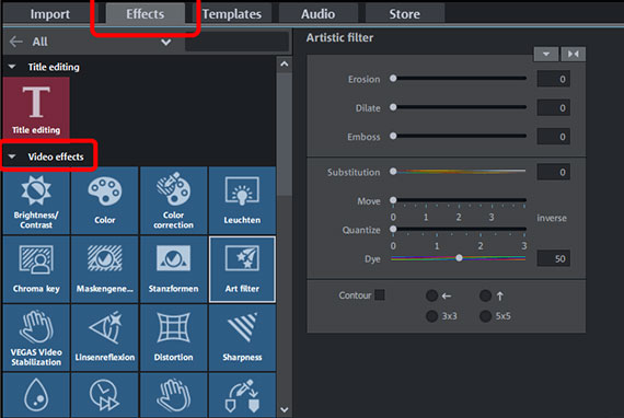Color correction dialog in Movie Edit Pro Open color correction