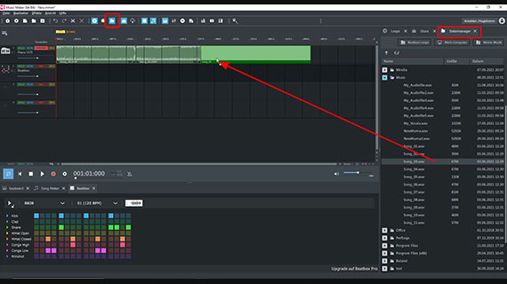 File import via drag & drop Open the file manager and load audio files one after the other