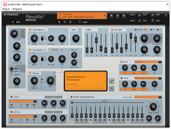 Revolta user interface Playing backed recorded melodies on the "Revolta" software synthesizer