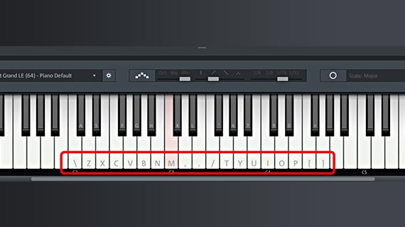 Keyboard shortcuts for the piano keys Playing the onscreen keyboard using the computer keyboard