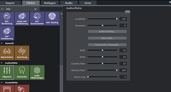 Audio effects in Movie Studio Audio effects dialog