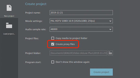Proxy files for 4k videos Import 4k videos