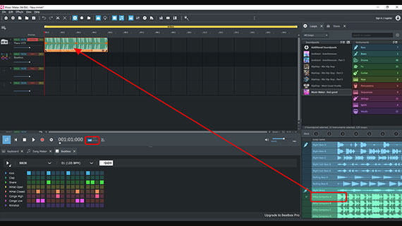 Load the sample and set the tempo Put drum sample "Kitty Compress A" on a track and then change the tempo
