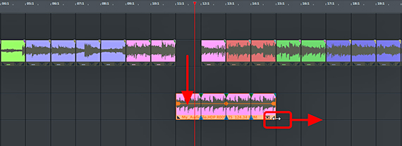 Lengthening a remix object as a loop Dragging the remix objects onto a separate track to use as a loop