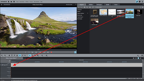 Video zoom effect: Import Load video via drag and drop