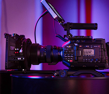Profile view of a video camera Profile view of a professional camera