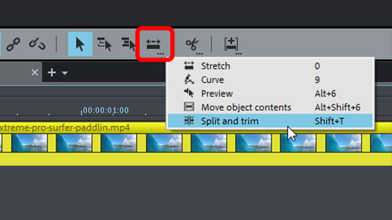 Mouse mode for jump cuts Select "Split and trim" mouse mode