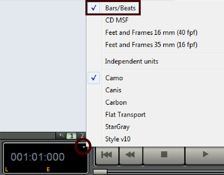 selecting bars and beats