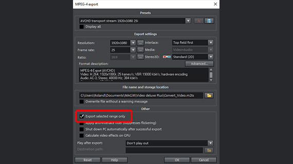 Convert ranges Change video format for ranges
