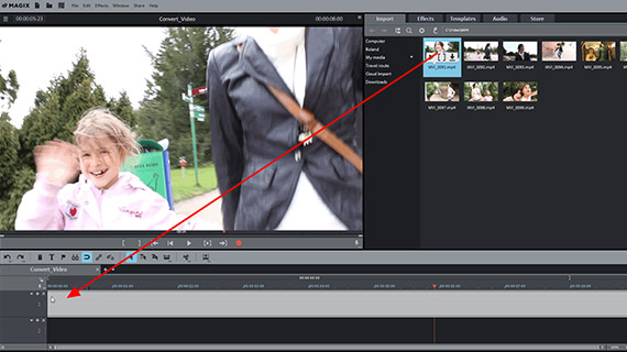 Step 1: Load video Changing video format: File import