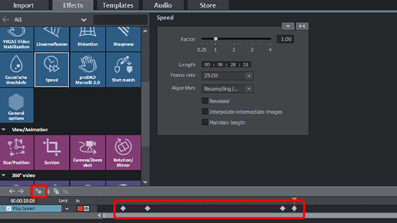 Speed ramp with keyframe animation Set keyframes for a speed ramp