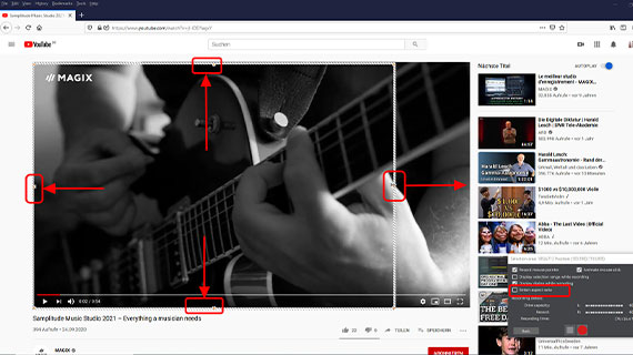 Drag out selection rectangle to get screen record Set selection rectangle on player window