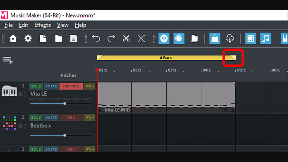 Set the playback area Set the play area via the MIDI object