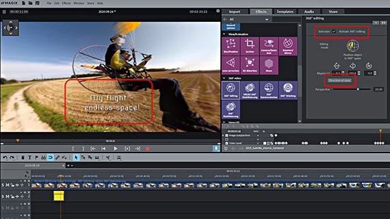 Position titles for 360 degree video production Set title for field of view in 360 degree video