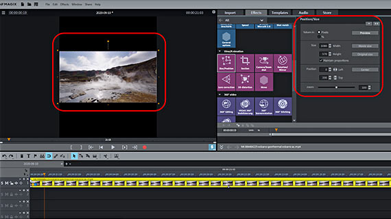 Using grids in "Size/position" effect "Size/position" effect