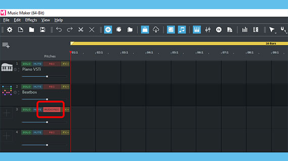 Track in "AUDIO REC" mode Switch track head to audio recording mode