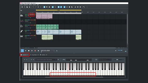 MIDI REC recording mode for software instruments Switch the track to MIDI recording mode