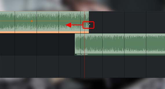 Shorten the outro from track 1 The objects can be shortened at their object edges