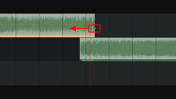 Shorten the outro from track 1 The objects can be shortened at their object edges