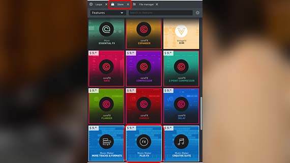 Purchase "Music Maker Plus FX" The "Audio Effects" module in the Store